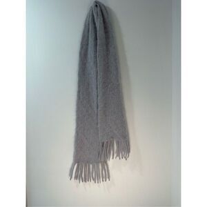 Angora gray scarf with fringe size 53” long #15-1766